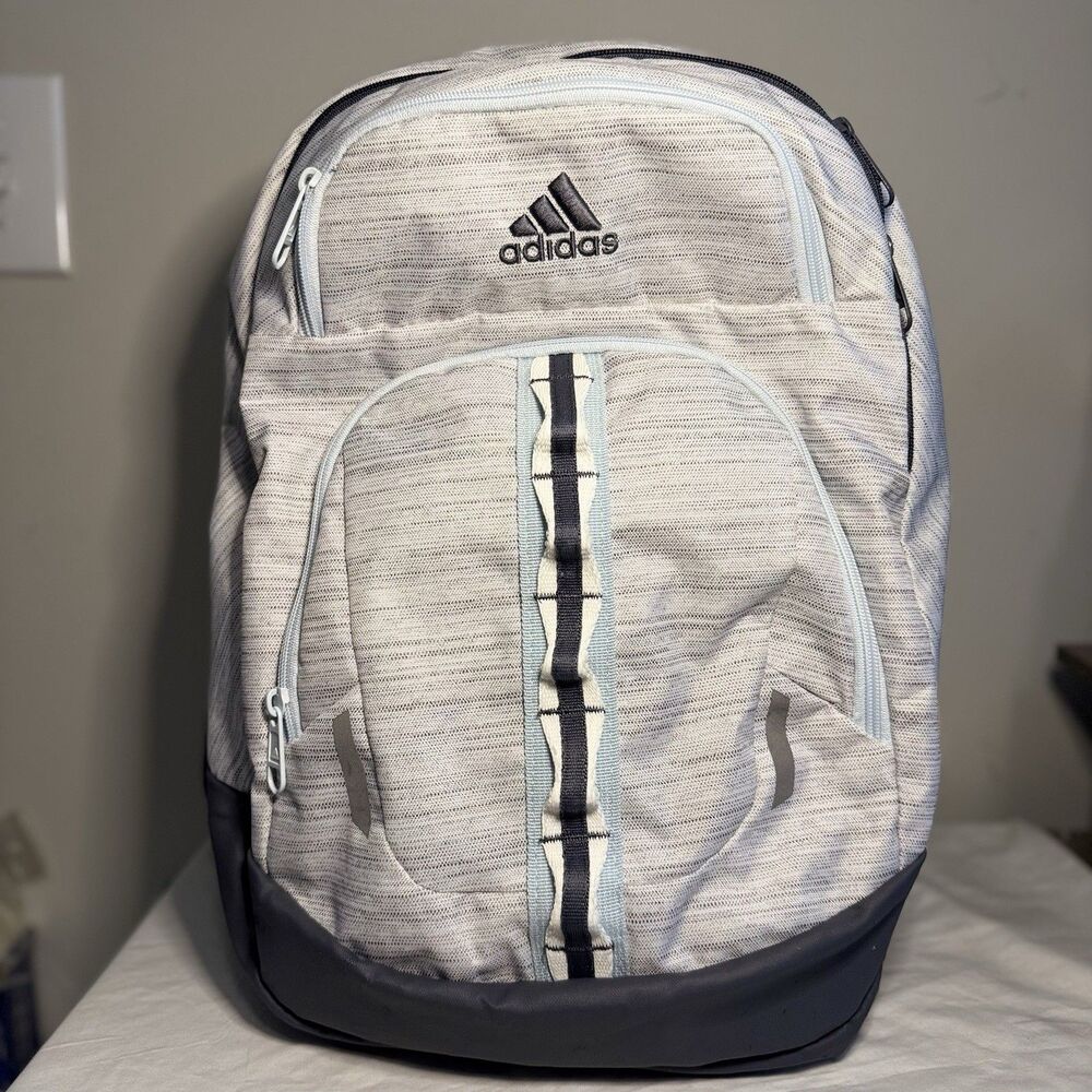Adidas Prime Large Backpack Book bag Grey, Tons Of Pockets Laptop Department